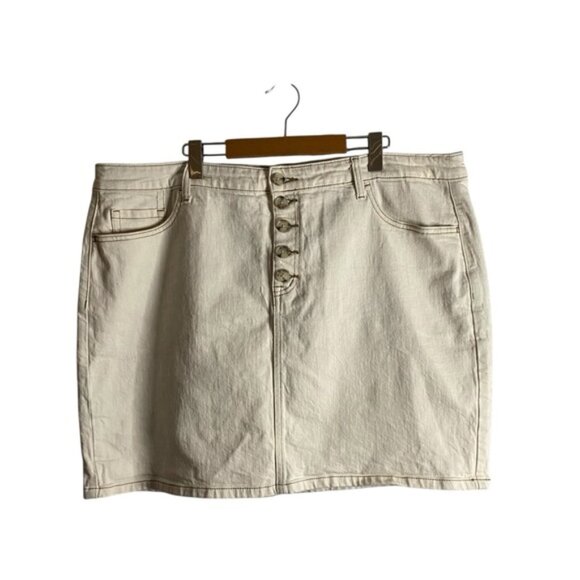Torrid Women's Cream Button-Fly Casual Denim Skirt - Picture 1 of 5